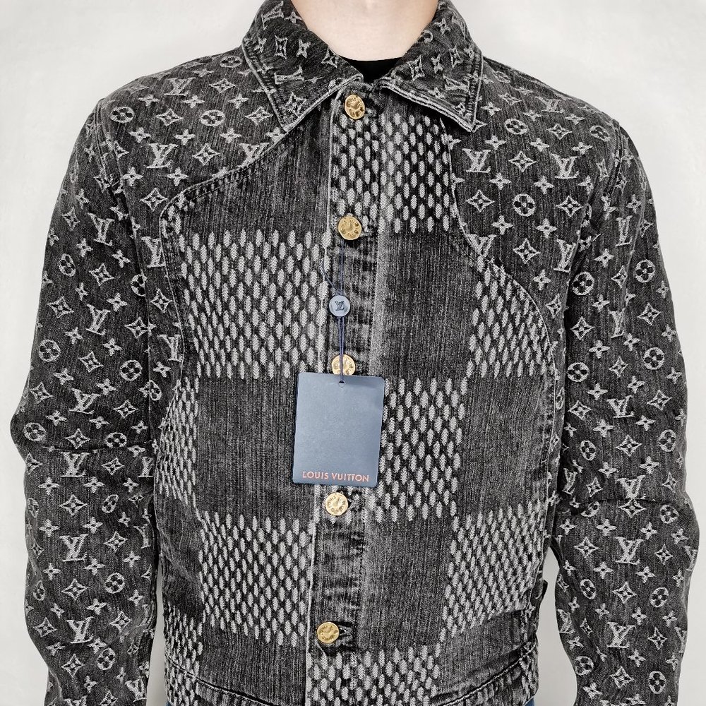 Louis Vuitton Denim Nigo Cute Jacket Size: 50 with Tags, LV Dust Cover, Hanger